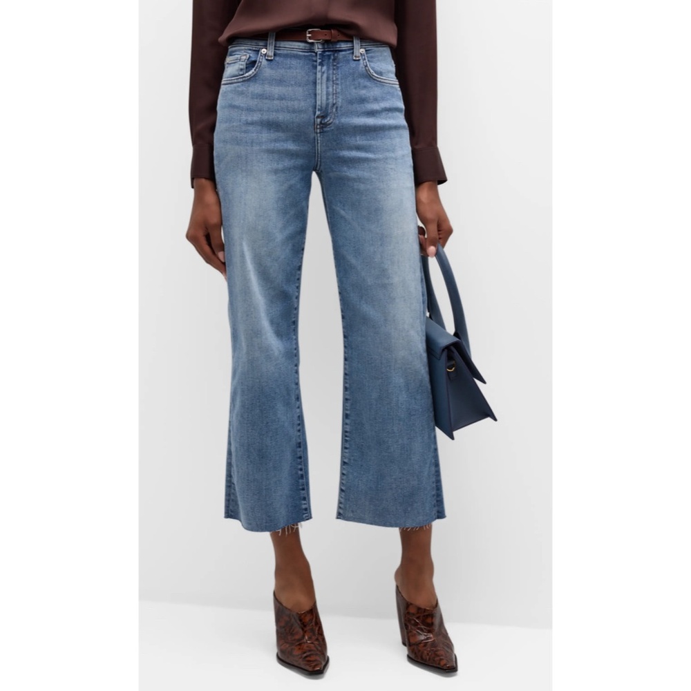 7 for All Mankind Cropped Alexa Wide Leg Jeans | Heidi Wash | Size 24